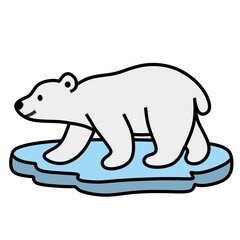 Polar Bear Standing on Ice Floe Illustration