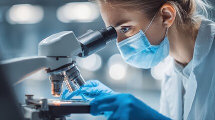 Professional laboratory technician examining lab grown diamond under high-powered microscope for advanced gemstone research and ethical mining alternative development.