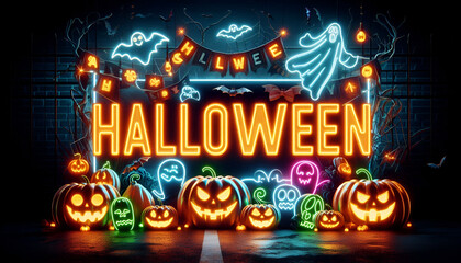 Halloween neon letter tittle