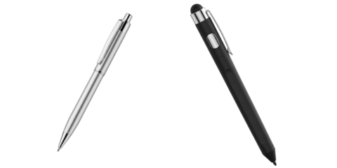 Elegant Silver Ballpoint Pen and Black Stylus Pen for Office and Digital Use
