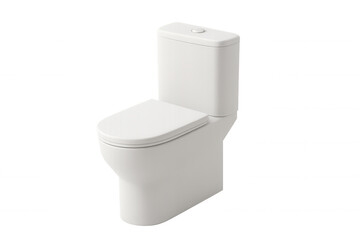 Presenting a modern, white ceramic toilet with a closed lid, isolated on a transparent background, ideal for bathroom and restroom design projects