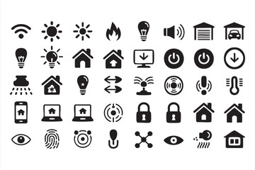 Smart home doodle icon collection with iot devices automation and wifi symbols