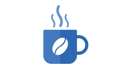 Blue coffee cup with steam
