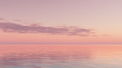 Fototapeta premium A serene seascape during sunset or sunrise with soft hues of pink and purple in the sky,