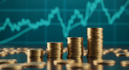 Financial Growth Investment Success Wealth Management Business Prosperity Economic Development Stock Market  Growth Chart Coins Money Currency Finance Banking Investment Strategy  Financial Planning