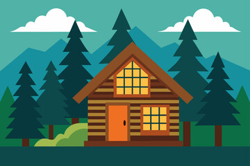 log cabin in woods