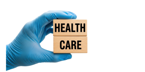 Health care concept with wooden blocks
