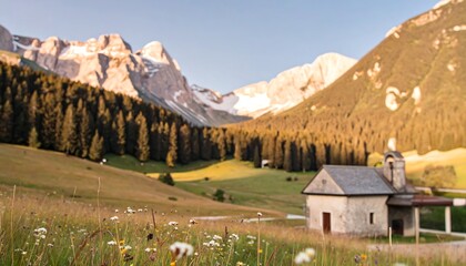 Alpine Chapel Meadow Sunrise