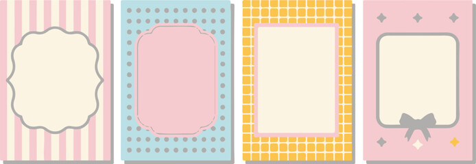 Cute Pastel Greeting Card Templates with Decorative Frames and Patterns