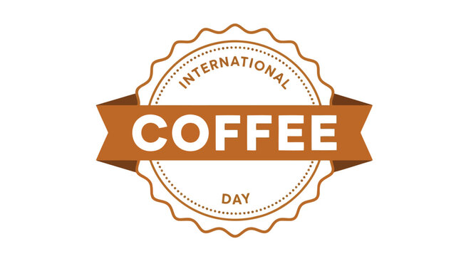International coffee day badge with text