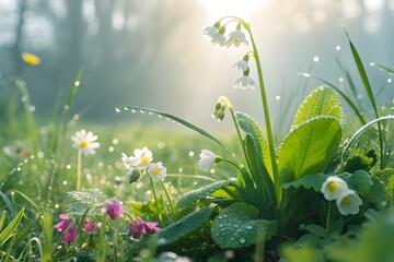 Ethereal Morning Garden: Soft Light and Lush Greenery