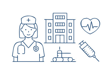 Vector art of doodle style illustration of healthcare and medical icons