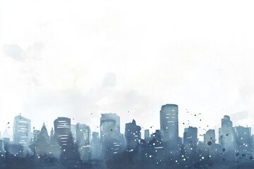 Fototapeta premium Minimalist watercolor city skylines in soft artistic style
