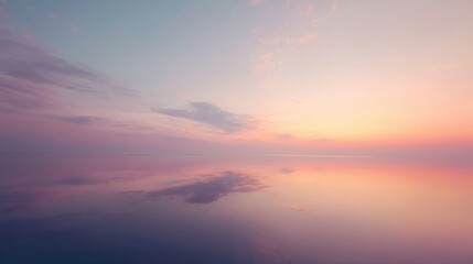 Naklejka premium A surreal seascape with colors fading from pink to purple near the horizon,