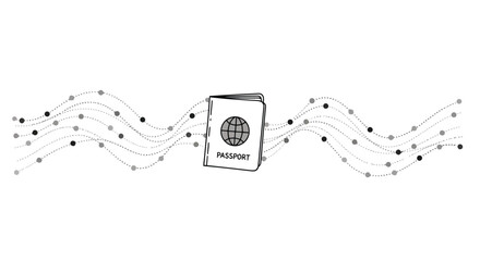 Obraz premium Passport with wavy line and dots