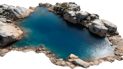 Granite pool with turquoise water, isolated on transparent background