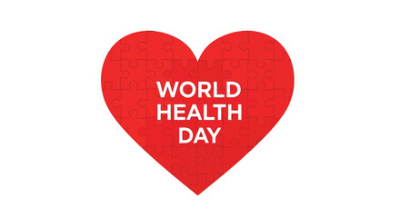 Red heart puzzle with text world health day