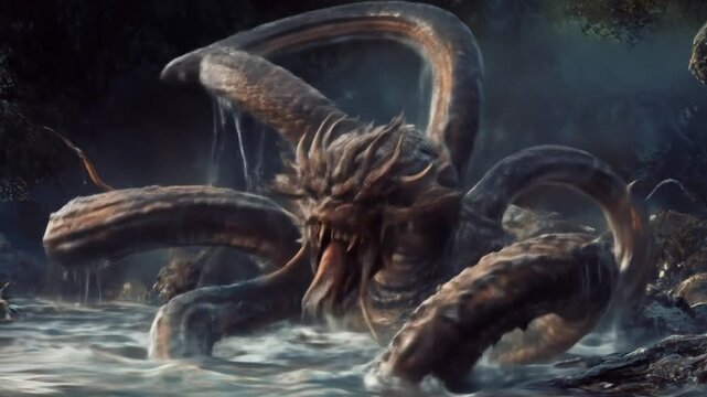 Mythical sea serpent creature illustration