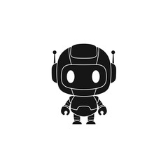 Cute, stylized robot icon, simple and modern design.