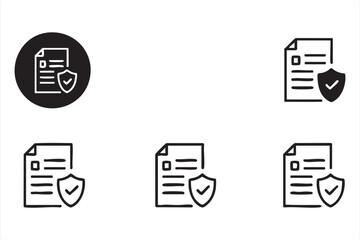 Secure paperwork vector icons with privacy protection and verification symbols