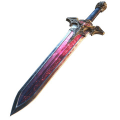 Obraz premium Ornate fantasy sword with glowing red blade intricate details and gems
