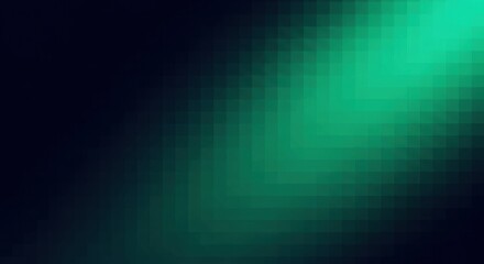 Fototapeta premium Abstract geometric pixelated gradient background with dark teal and electric green glow