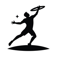 Silhouette of a person throwing a frisbee