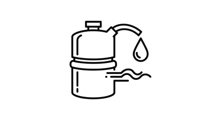 Outline icon of a water dispenser with dripping water
