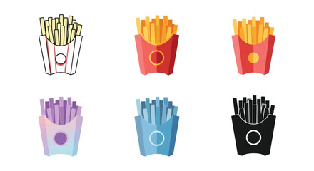 Assortment of french fries in colorful containers