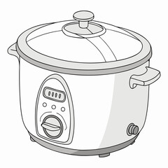 Modern electric slow cooker with digital display and rotary dial for easy cooking