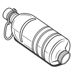 Simple line art illustration of a reusable water bottle with a carry loop and screw top