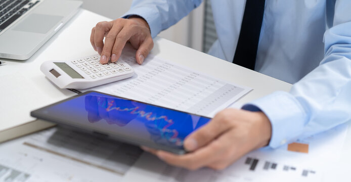 Business man Trading Stock on laptop Professional investor trading crypto currencies online chart suitable for Stock market forex or cryptography financial investment graphs Finance Economy