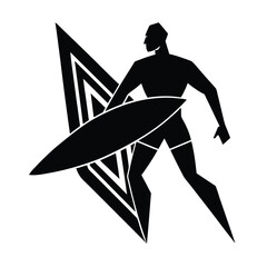 Surfer silhouette with surfboard
