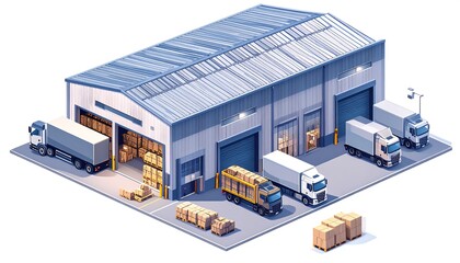 Warehouse Exterior 3D Illustration