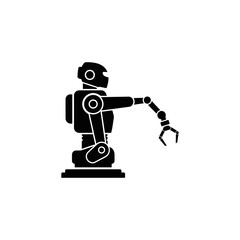 Silhouette of a robotic arm with a gripper, poised for industrial automation and advanced manufacturing tasks.