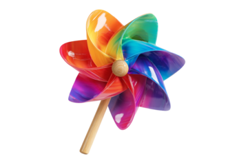  Colorful pinwheel angled slightly rotated white background