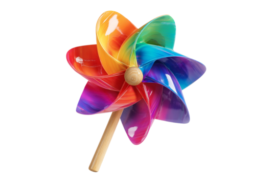  Colorful pinwheel angled slightly rotated white background