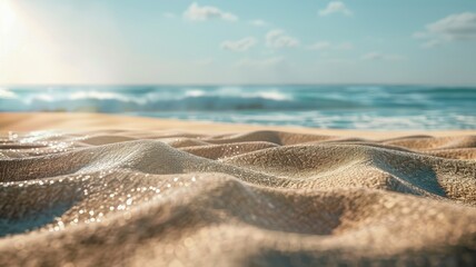 Closeup of beach ripples under morning sun