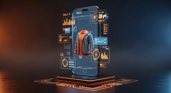 Futuristic Mobile Shopping: 3D Clothing Visualization on Smartphone with Augmented Reality Interface and Data Analytics.