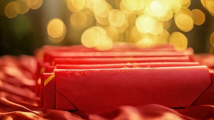 Neatly arranged red envelopes for special event