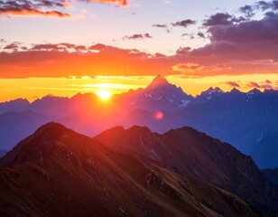 Fototapeta premium Majestic mountain sunrise panorama (1)