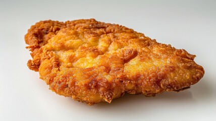 Breaded schnitzel cutlet on white background