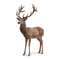 Elegant Deer with Antlers on White Background