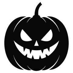 Halloween Jack O Lantern Pumpkin Silhouette Printable Vector Illustration Spooky Scary Face Holiday Decoration Graphic EPS
