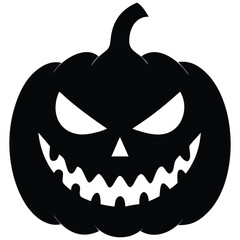 Halloween Jack O Lantern Pumpkin Silhouette Printable Vector Illustration Spooky Scary Face Holiday Decoration Graphic EPS