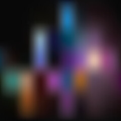Abstract blurred bokeh lights in vibrant neon colors on a dark background