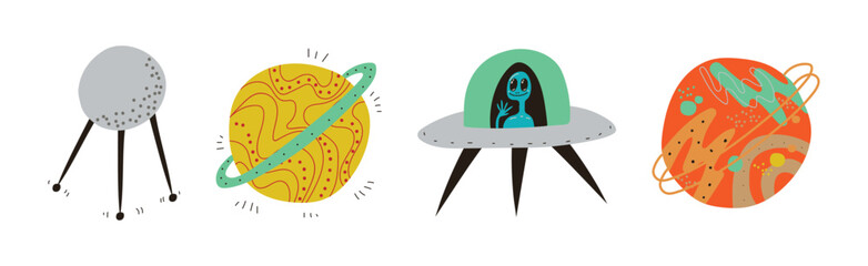 Outer Space and Universe Exploration Object and Element Vector Set © topvectors