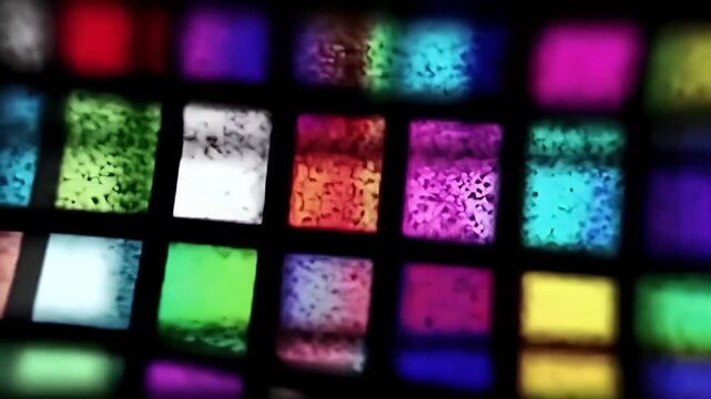 Vibrant Multi Colored Rectangular Grid with Textural Detail in a Geometric Design
