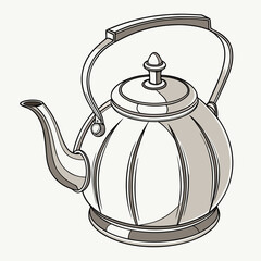 Vintage style metal teapot with a curved handle and a spout isolated on white