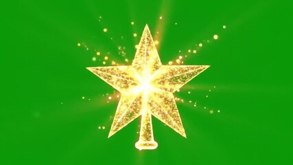 Sparkling Golden Christmas Star Tree Topper on Green Screen. - Powered by Adobe